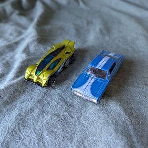 Hot Wheels Dodge Charger 87' Blue Side Drift 2001 Lime Green Car Set Mattel Toys